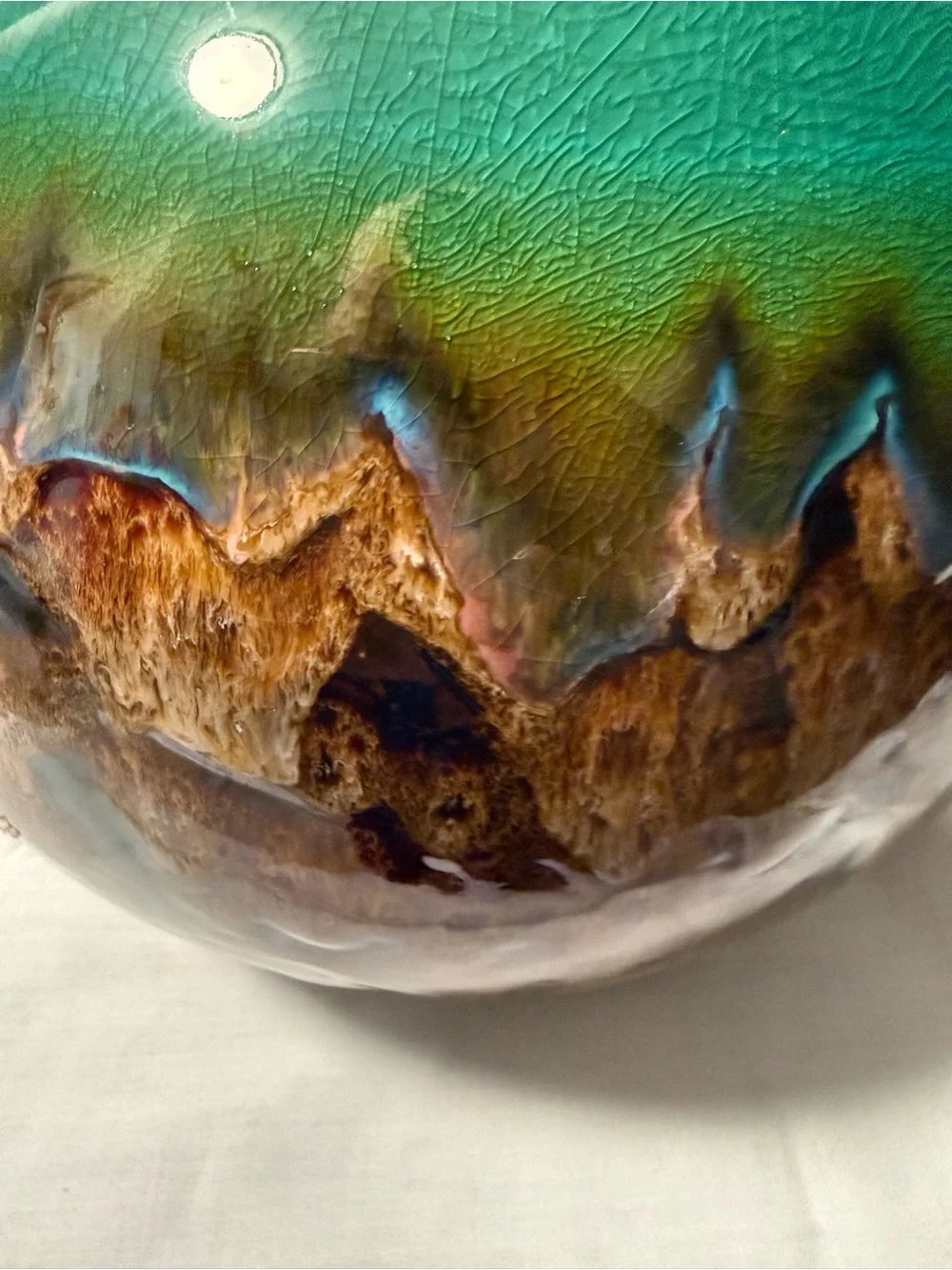 Green and Brown Ceramic Decorative Vase 12”